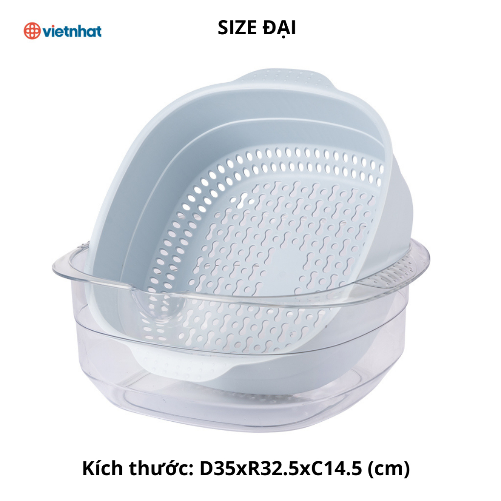 Bộ chậu rổ trong suốt Chính Hãng Việt Nhật Plastic