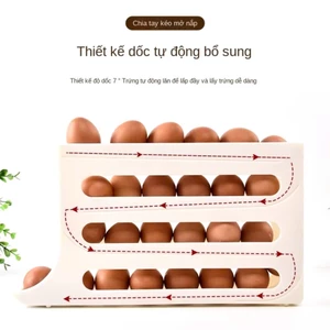 KHAY ĐỰNG TRỨNG TỰ LĂN 2 TẦNG/ 4 TẦNG, Khay Đựng Trứng Tủ Lạnh Tự Lăn Thông Minh - MA:KHAYTRUNG25