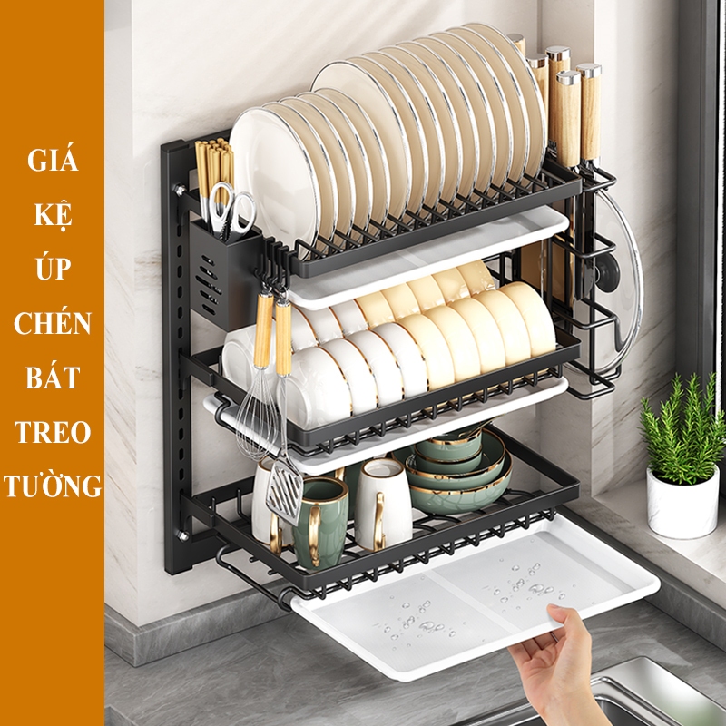 Kệ chén treo tường inox HOMELOVE Kệ để đồ nhà bếp đựng bát đĩa đa năng ...