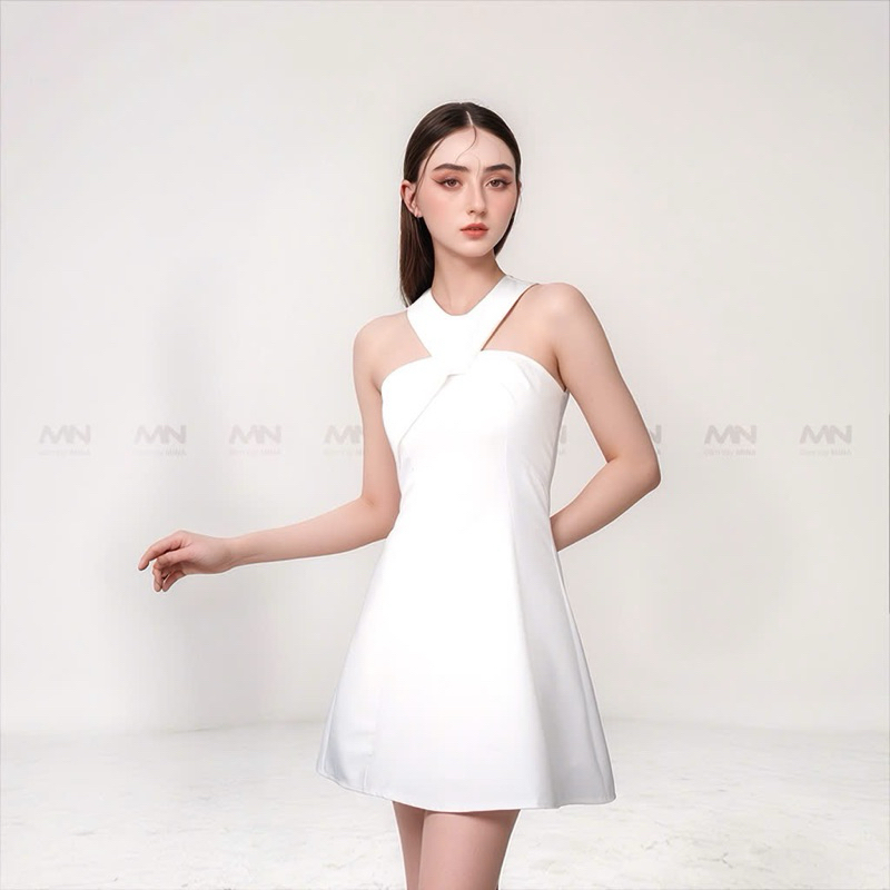 Ảnh Đầm cổ yếm dự tiệc MINA dáng xoè thiết kế chữ A chất liệu Cotton lạnh - MN176 1