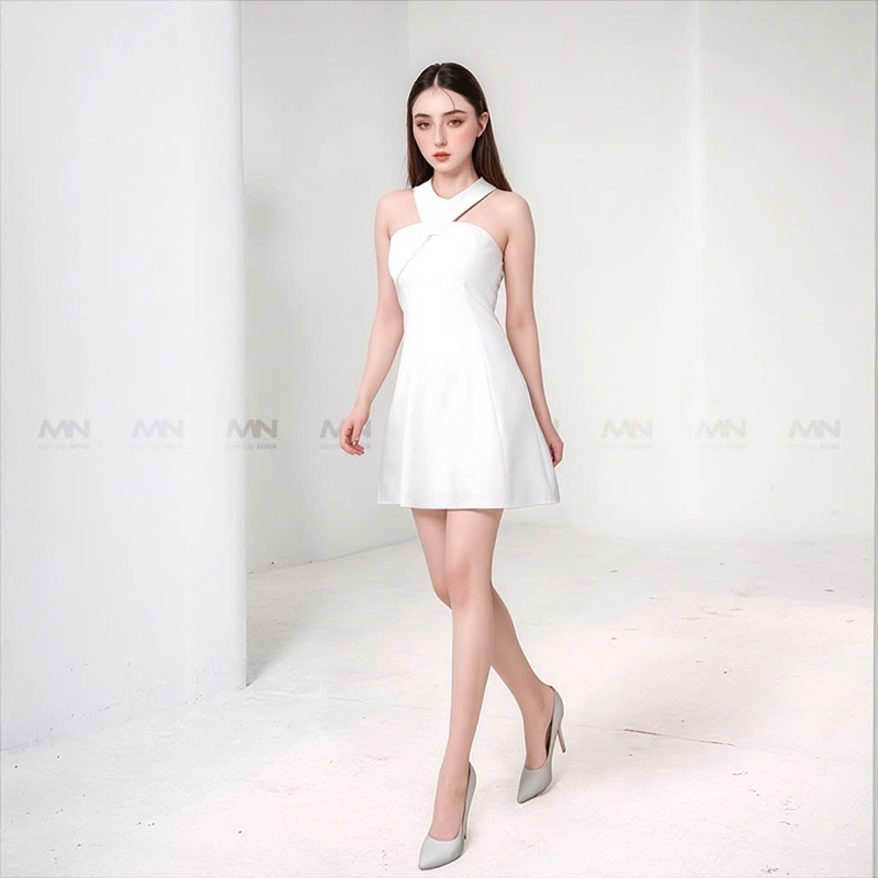 Ảnh Đầm cổ yếm dự tiệc MINA dáng xoè thiết kế chữ A chất liệu Cotton lạnh - MN176 2