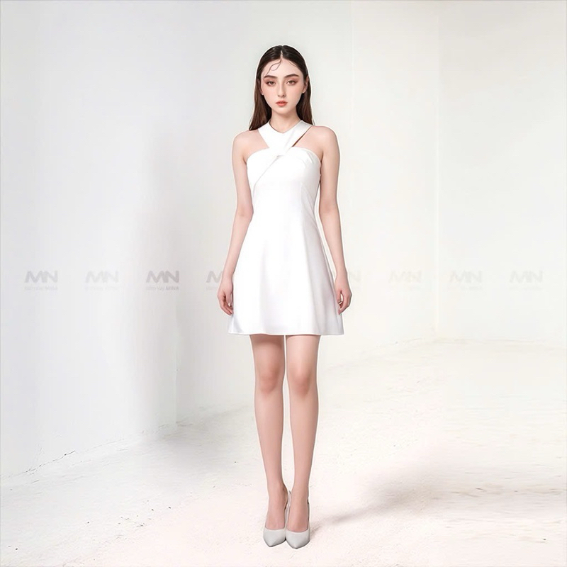 Ảnh Đầm cổ yếm dự tiệc MINA dáng xoè thiết kế chữ A chất liệu Cotton lạnh - MN176 3