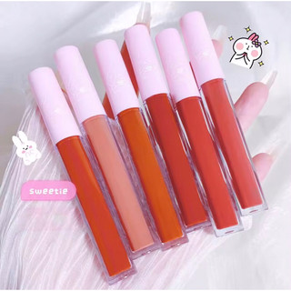 Son 6pcs thỏi dễ thương thiết lập với nhung trắng giữ ẩm son môi lì lâu dài không phai
