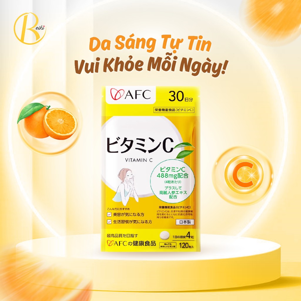 Viên uống AFC Vitamin C Nhân Sâm Hỗ trợ sáng da, mờ thâm, tăng cường