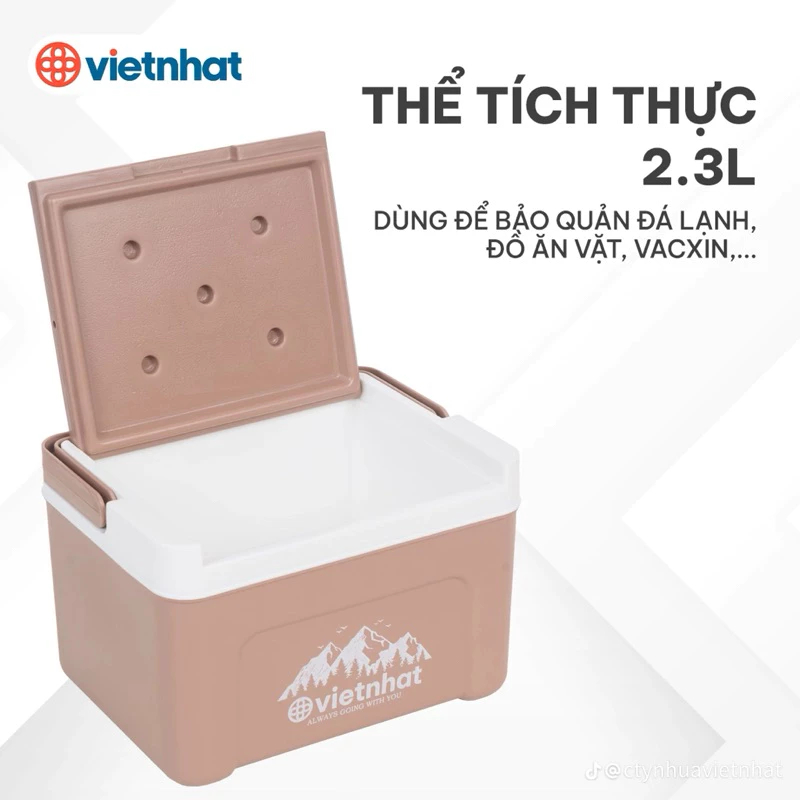 Phích vuông thái 2.3L 3932, Phích mini giữ nhiệt tiện lợi, giữ nhiệt lên đến 8h, Phích Đá Việt Nhật cao cấp Mã AMIZIN