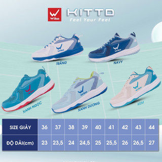 Giày Cầu Lông, Giày Pickleball Wika Kitto, đệm EVA nhẹ êm, da PU chống xước và tránh bào mòn