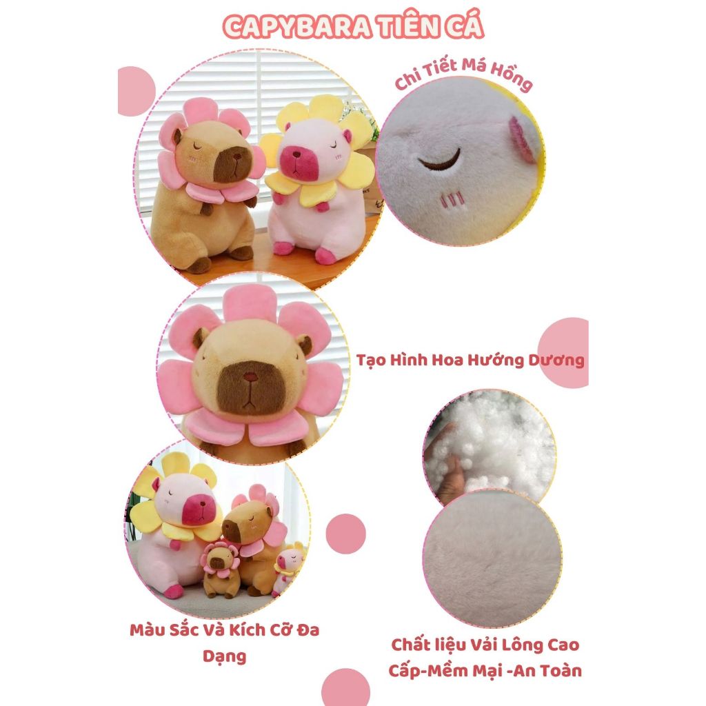Chuột Capybara Hoa Hướng Dương Thiết Kế Má Hồng Dễ Thương Gấu Cabybara Cao Cấp Mẫu Mới