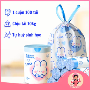 100 Bao Đựng Rác Dây Rút 45 x 45 Hình Thỏ Dễ Thương Chịu Tải 10kg, Bảo Vệ Môi Trường 🐰