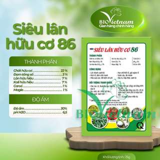 Phân bón hữu cơ sinh học SIÊU LÂN 86 ORGANIC ANDU BIO 25g siêu bật mầm chồi, kích rễ, thúc đẩy quá trình phát triển