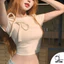 Áo croptop màu trắng gắn nơ to DUYLINH áo thun body nữ basic chất vải dày cotton dặn cao cấp DL36A