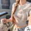 Áo croptop màu trắng gắn nơ to DUYLINH áo thun body nữ basic chất vải dày cotton dặn cao cấp DL36A