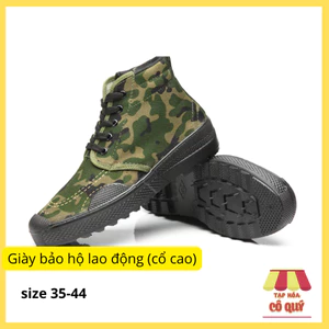 Giày Vải Cổ Cao, Đế Cao Su Dẻo Chống Trơn Trượt, Chống Mòn, Hoạ Tiết Rằn Ri - Tạp Hoá Cô Quý