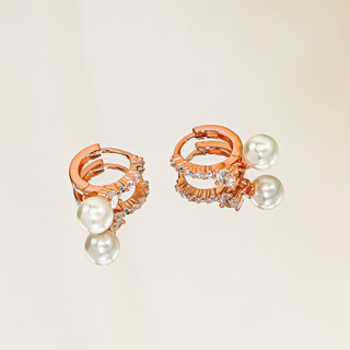 Khuyên tai nữ LAMY Pearl Sparkle Hoops Earrings Rose Gold 3301