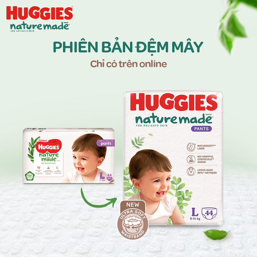 Ảnh Combo 2 Tã Quần Huggies Platinum Nature Made M58 1