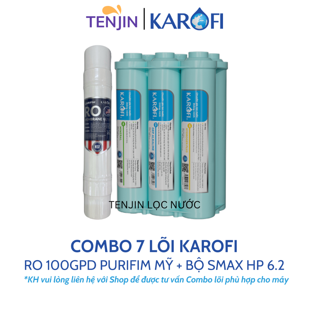 Combo 10 Lõi Lọc Nước Dùng Cho Máy Lọc Nước Karofi P95, Gồm 123 Smax Pro + RO Mỹ Và Bộ HP 6.2 Hiệu Suất Cao