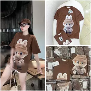Áo Thun Nữ Tay Lỡ HappyFamily In Hình LABUBU Cotton 100 Cao Cấp