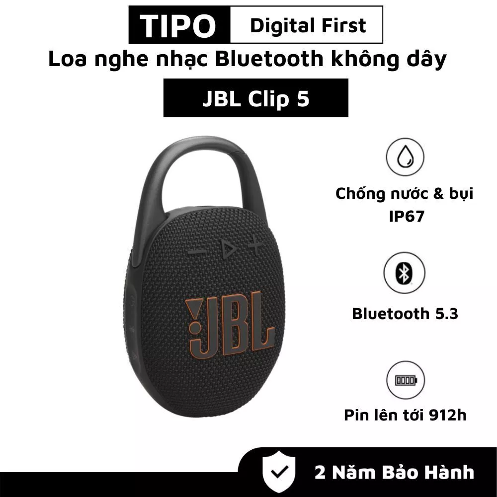 Loa Bluetooth JBL Clip 5 (Pin 12h | Công suất 7W | IP67 | Bluetooth 5.3 | Playtime Boost). Bảo Hành 2 Năm