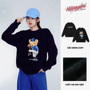 Áo Sweater Gấu Bóng Chày Vải Nỉ Chân Cua Cao Cấp Nhiều Màu From Unisex Unim Store - SW12