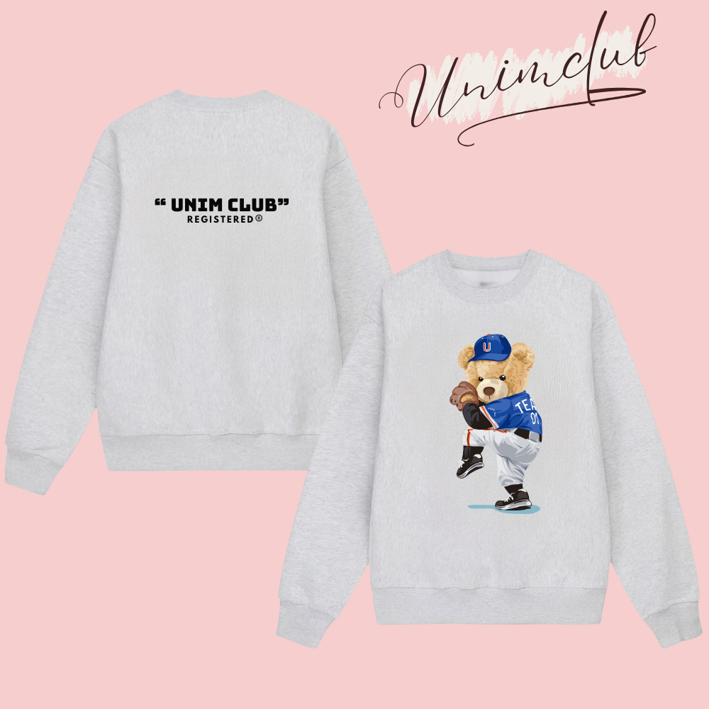 Áo Sweater Gấu Bóng Chày Vải Nỉ Chân Cua Cao Cấp Nhiều Màu From Unisex Unim Store - SW12