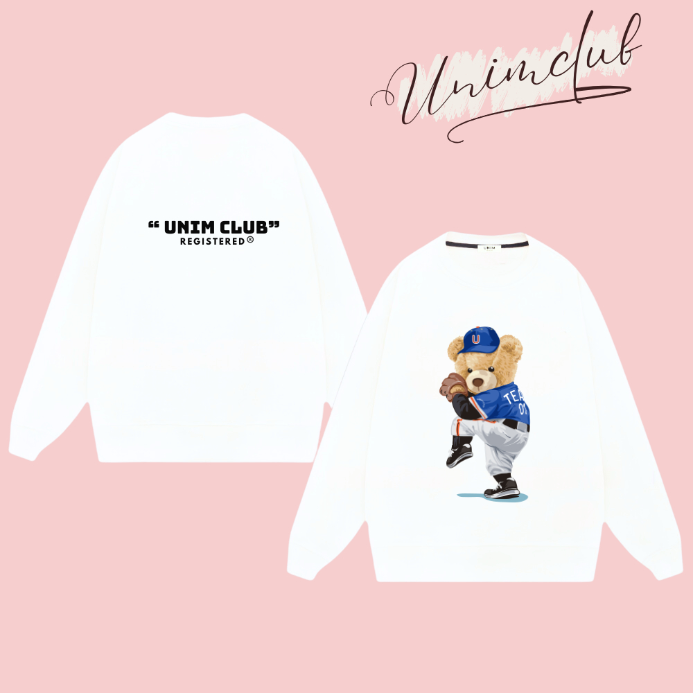 Áo Sweater Gấu Bóng Chày Vải Nỉ Chân Cua Cao Cấp Nhiều Màu From Unisex Unim Store - SW12