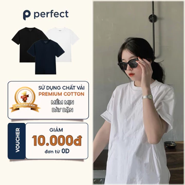 Áo Thun Trơn Nữ Unisex Form Rộng PERFECT Vải Cotton Cao Cấp Thoáng Mát Dày Dặn Chuẩn Form