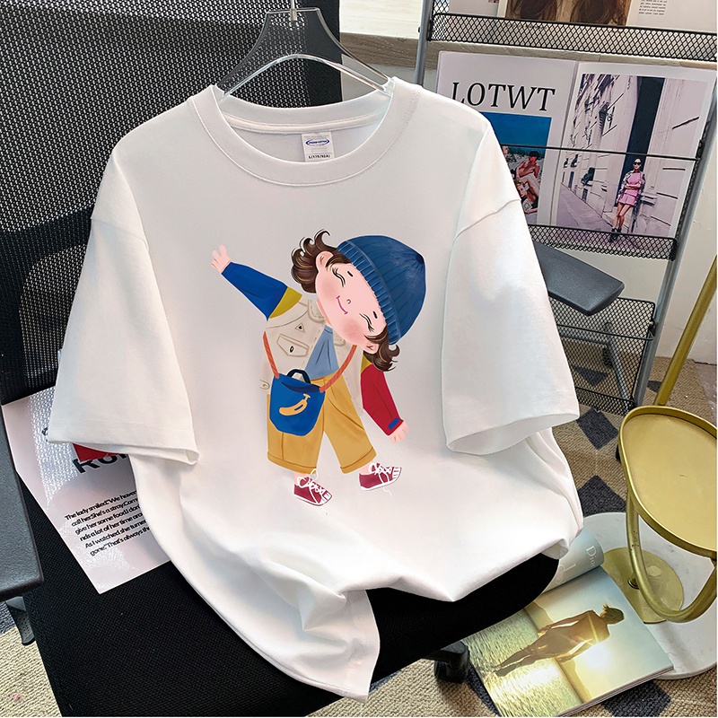 Áo Thun Nữ Tay Lỡ HappyFamily In Hình  CHIBI dễ thương Cotton 100 Cao Cấp