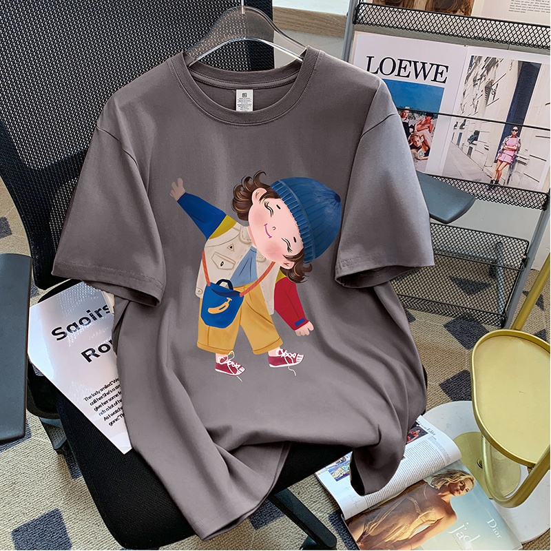 Áo Thun Nữ Tay Lỡ HappyFamily In Hình  CHIBI dễ thương Cotton 100 Cao Cấp