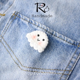 Ghim cài áo Hồn Ma tinh nghịch dễ thương 3cm |Pin, trâm cài balo, cặp, huy hiệu |Shop Rô Handmade