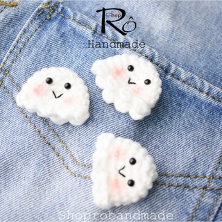 Ghim cài áo Hồn Ma tinh nghịch dễ thương 3cm |Pin, trâm cài balo, cặp, huy hiệu |Shop Rô Handmade