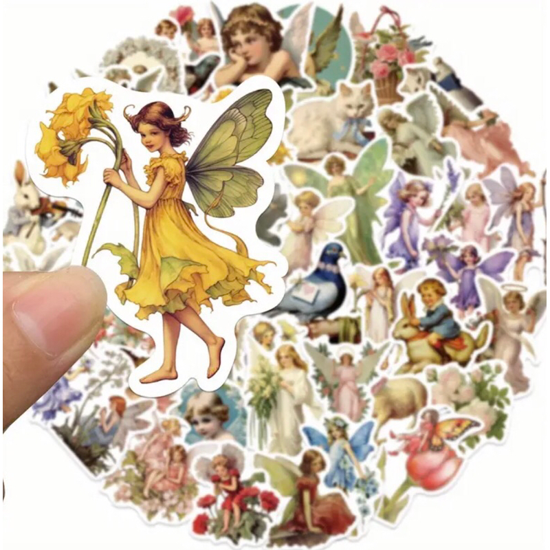 60 sticker nàng tiên nghệ thuật cổ điển trang trí siêu đẹp  trang trí sổ tay note book laptop mũ bảo hiểm chống nước tốt