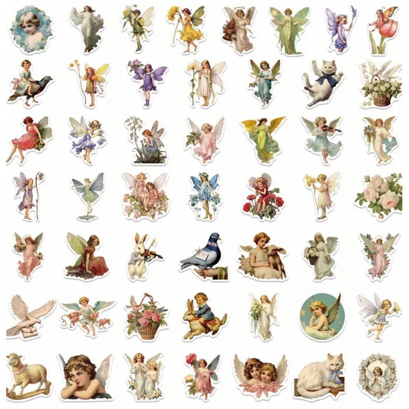 60 sticker nàng tiên nghệ thuật cổ điển trang trí siêu đẹp  trang trí sổ tay note book laptop mũ bảo hiểm chống nước tốt