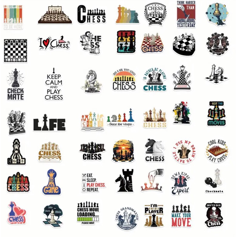 100 sticker cờ vua dán laptop ly nước trang trí mũ bảo hiểm chống nước cực tốt sticker dán mũ bảo hiểm, điện thoại