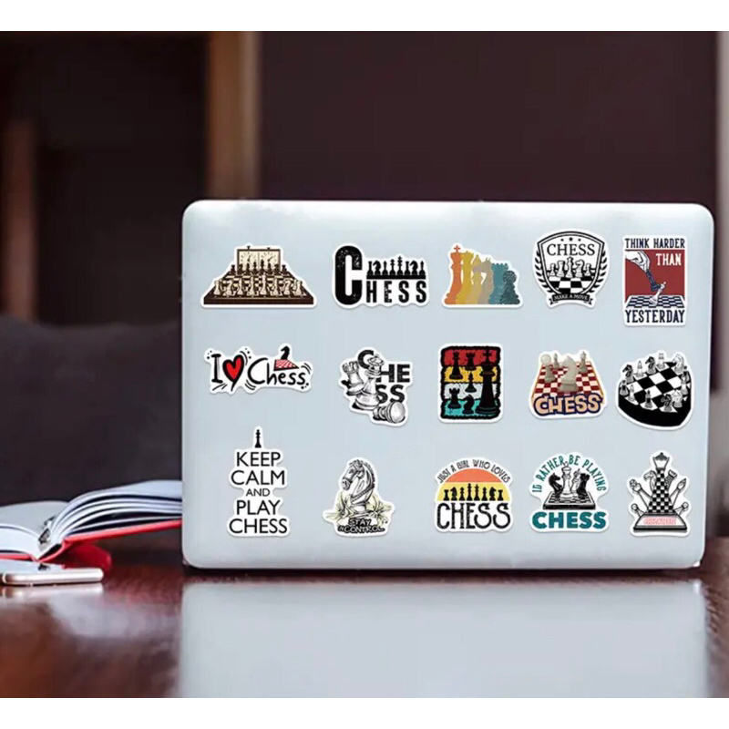 100 sticker cờ vua dán laptop ly nước trang trí mũ bảo hiểm chống nước cực tốt sticker dán mũ bảo hiểm, điện thoại