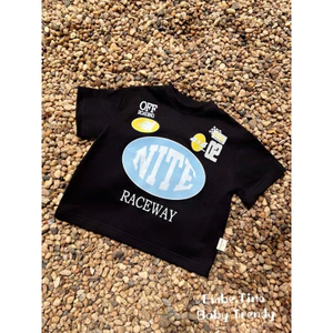Áo Thun ĐEN RACING BOY cho Bé Form Rộng Boxy 100% Cotton 2C , Dày dặn , thấm hút mồ hôi , Đã xử lý màu và có rút