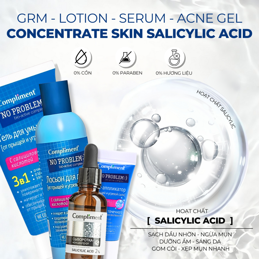 Ảnh Bộ Chăm Sóc Da Giảm Sưng Viêm Mụn, Tẩy Da Chết BHA Salicylic Compliment 3