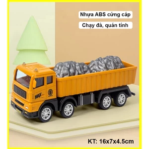 Đồ chơi xe tải chở đá kèm 2 cục đá bằng nhựa ABS cứng cáp, an toàn, chạy đà quán tính, kích thước lớn