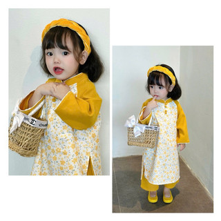 Áo dài Tết Cho Bé Gái 1-6T  (8-26kg) Tặng Kèm Bờm N0134