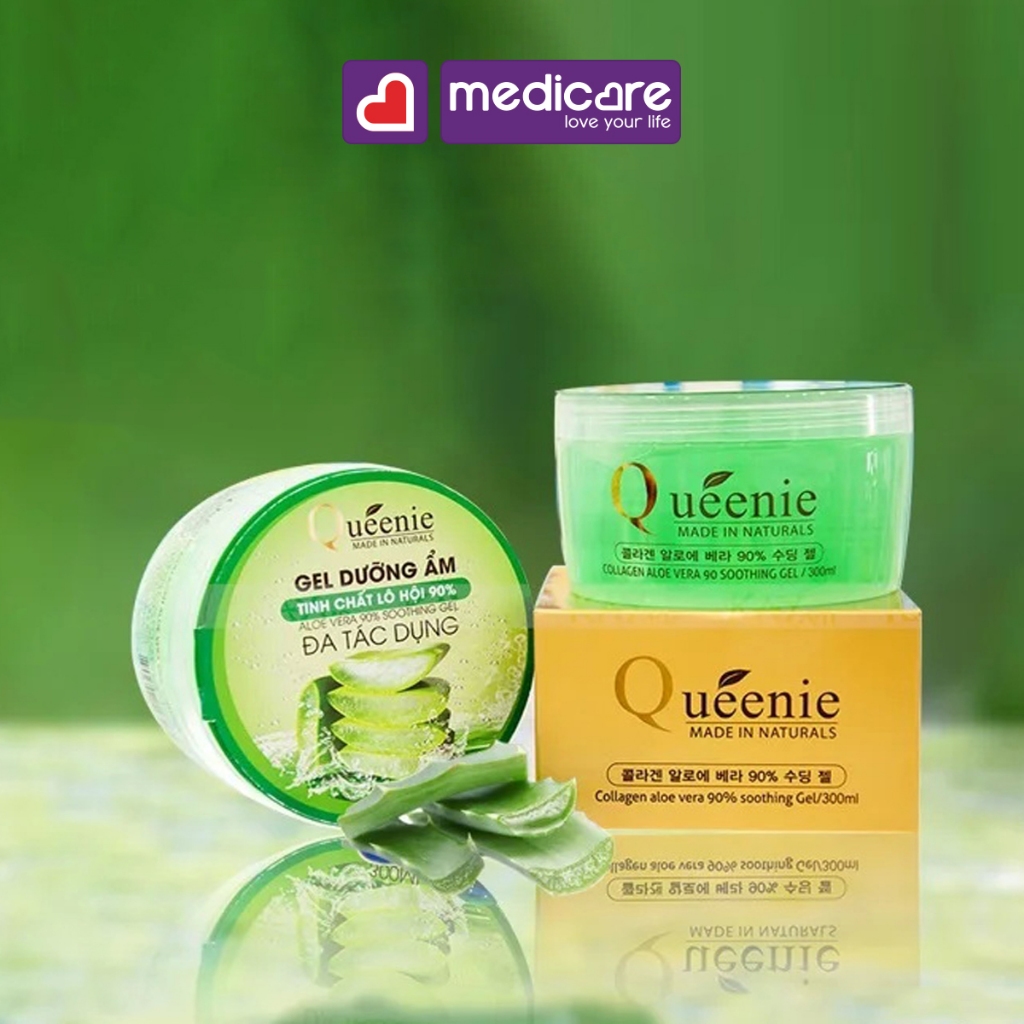 Gel Dưỡng Ẩm QUEENIE Collagen Aloe Vera 90% Soothing Gel 300ml