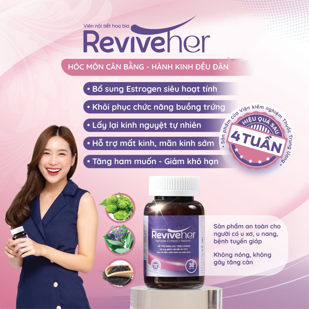 Viên Uống Nội Tiết Hoa Bia ReviveHer - Giúp chống lão hóa, kéo dài tuổi thanh xuân