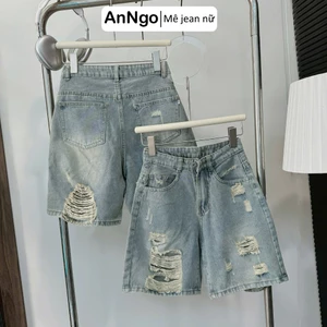 Quần jean ngố nữ rách ống rộng, chất jean denim không giãn dày dặn, cực xinh Anngo - AT473