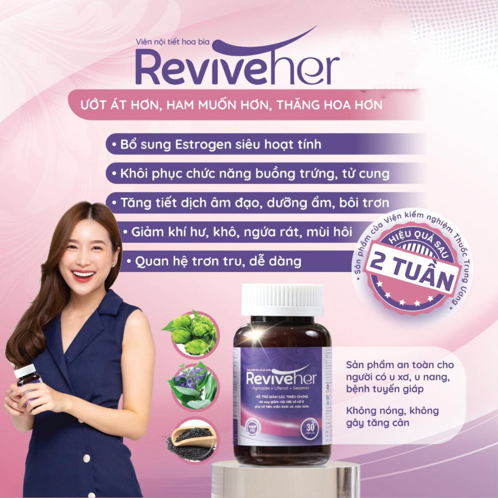 Viên Uống Nội Tiết ReviveHer - Giúp Giảm Khô Hạn, Giảm viêm nhiễm, Tăng khoái cảm