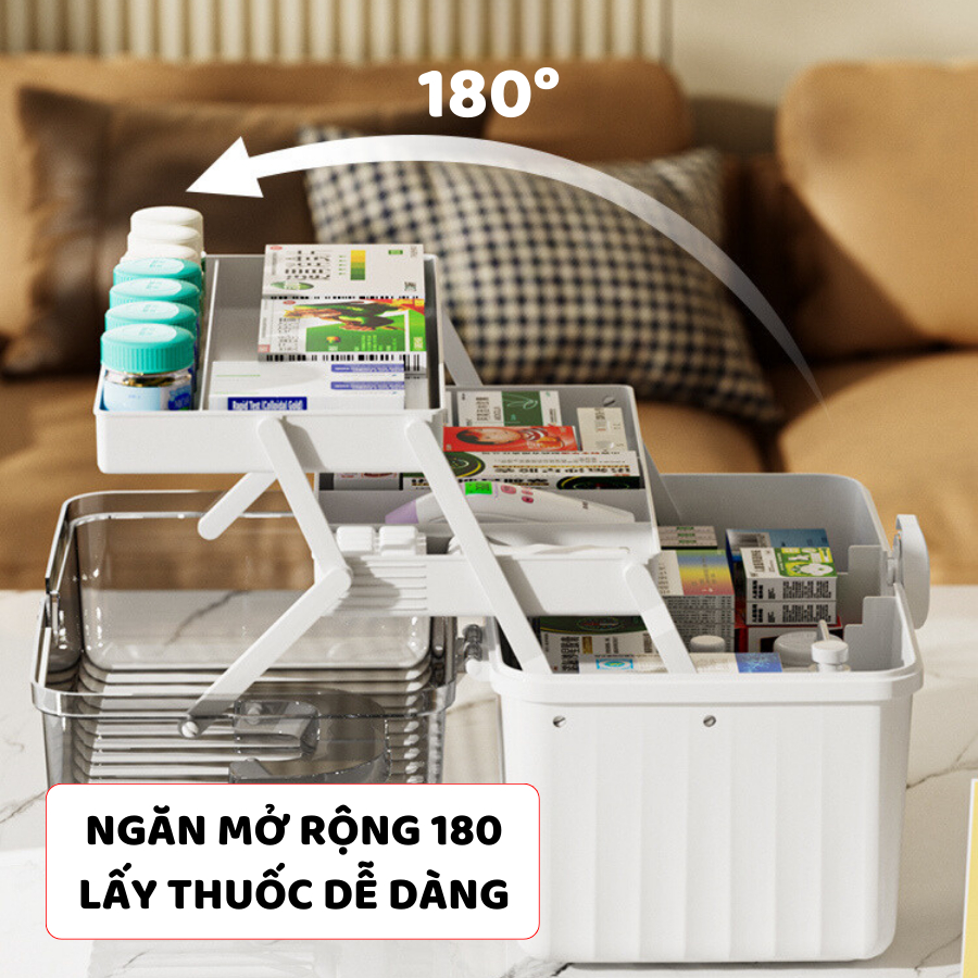 Hộp Đựng Thuốc 3 Tầng ENODA HOME, Hộp Lưu Trữ Thuốc, Đồ Y Tế Cho Cá Nhân Và Gia Đình Có Nắp Trong Suốt Q080