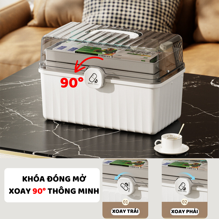 Hộp Đựng Thuốc 3 Tầng ENODA HOME, Hộp Lưu Trữ Thuốc, Đồ Y Tế Cho Cá Nhân Và Gia Đình Có Nắp Trong Suốt Q080