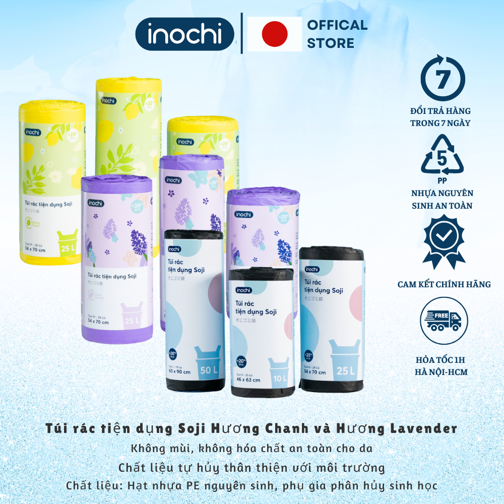 Túi rác tiện dụng Inochi - Soji màu Đen và loại có hương thơm size 10L ...