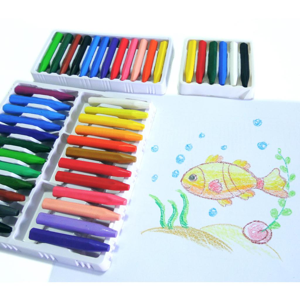 [Xả kho] Sáp màu không bẩn tay dành cho các bé | bộ 6, 12, 24 màu | Stacom CR006P, CR012P, CR024P