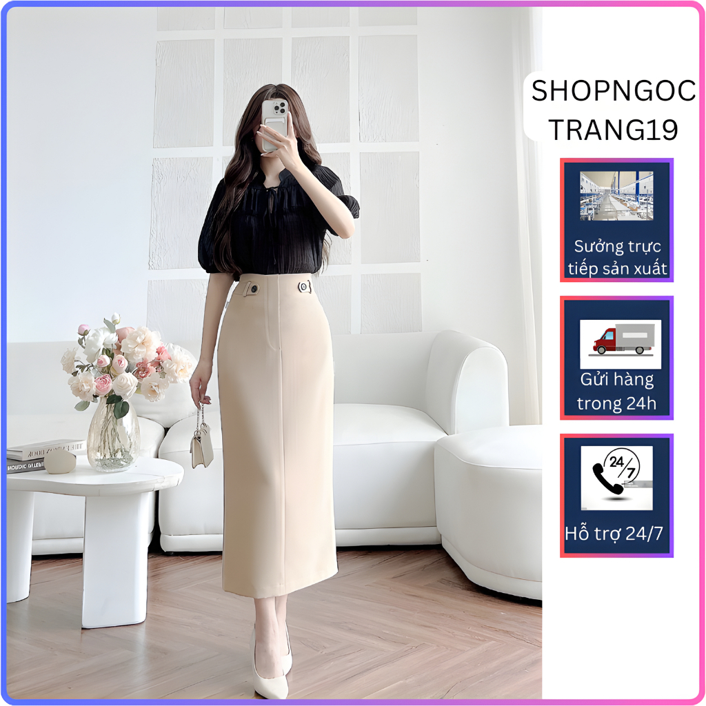 Chân Váy Suông 80cm Cách Điệu SHOPGOCTRANG19 Thời Trang Thu Đông 2024 CV179