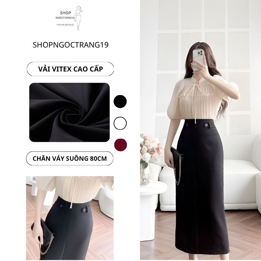 Chân Váy Suông 80cm Cách Điệu SHOPGOCTRANG19 Thời Trang Thu Đông 2024 CV179