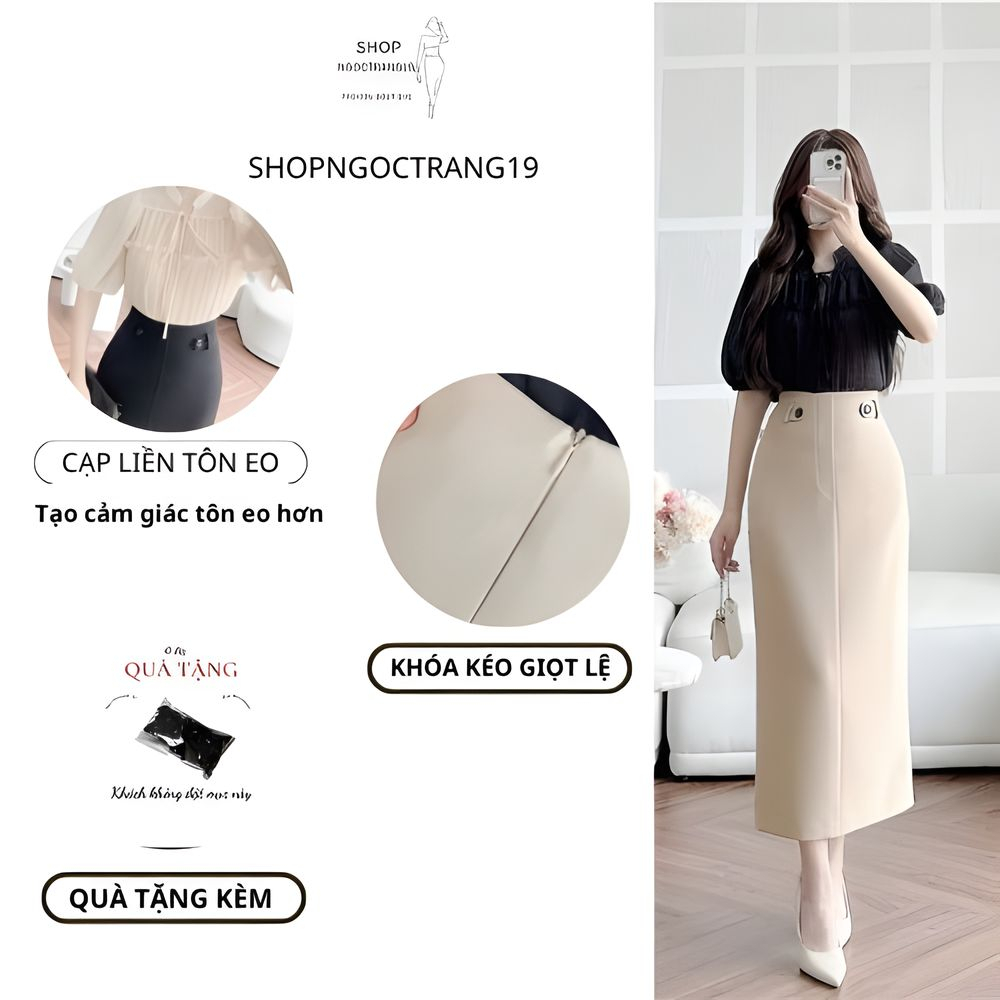 Chân Váy Suông 80cm Cách Điệu SHOPGOCTRANG19 Thời Trang Thu Đông 2024 CV179
