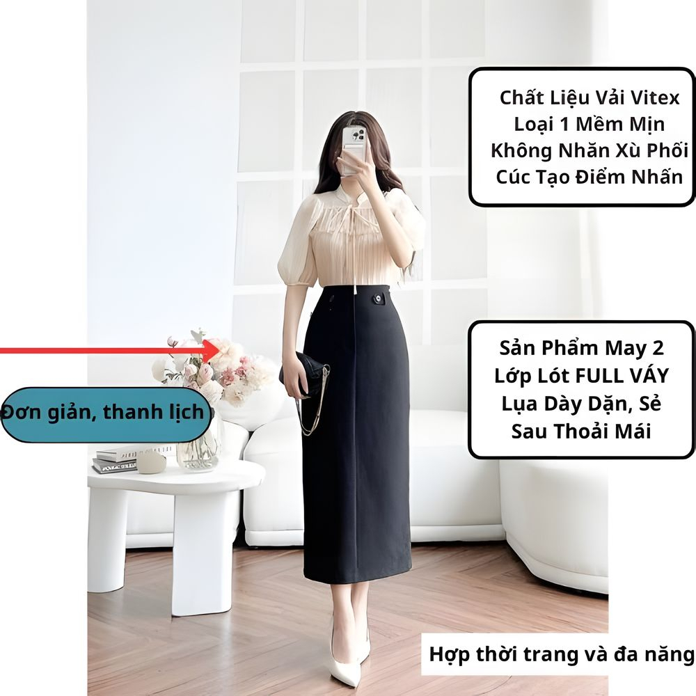 Chân Váy Suông 80cm Cách Điệu SHOPGOCTRANG19 Thời Trang Thu Đông 2024 CV179