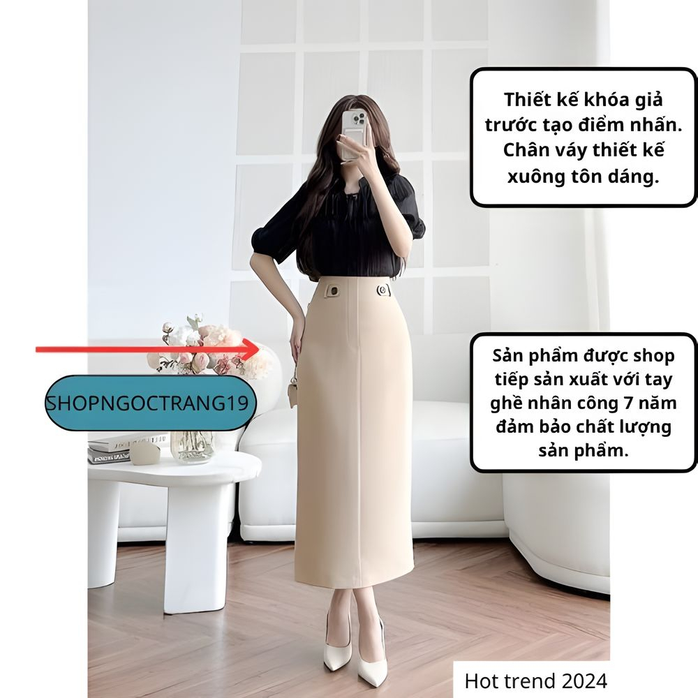 Chân Váy Suông 80cm Cách Điệu SHOPGOCTRANG19 Thời Trang Thu Đông 2024 CV179